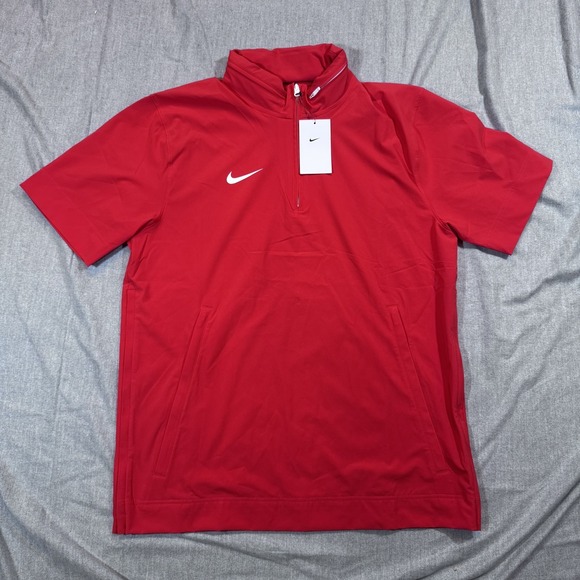 Nike Pullover Jacket Mens Medium Coaches Hooded 1/4 Zip Golf FJ9548-657 Swoosh - Picture 1 of 14